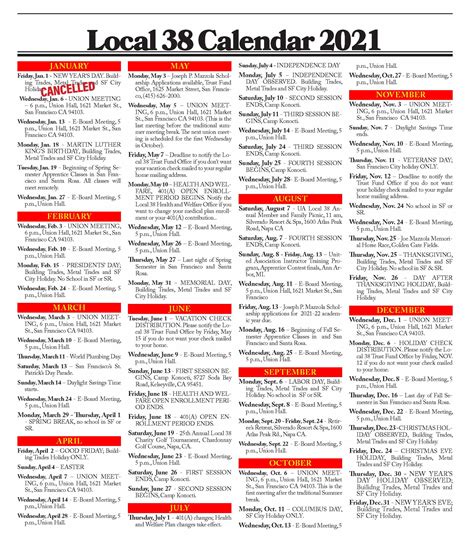 Local 38 Calendar