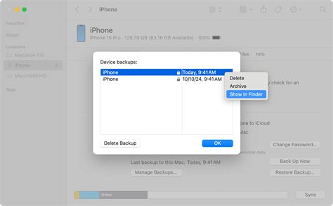 Locate a Particular iPhone Backup in macOS