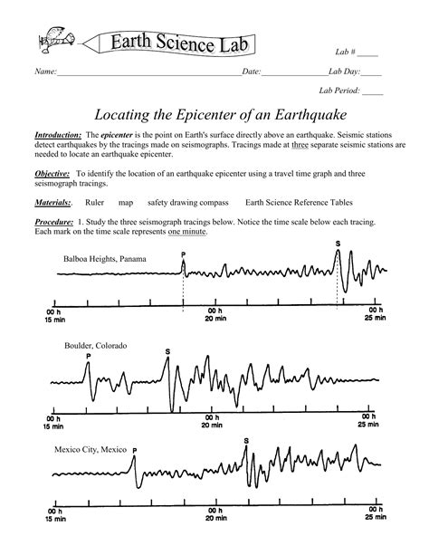 Locating The Epicenter Of An Earthquake Worksheet Answers