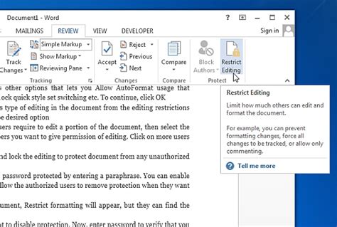 Lock an Image Using the Restrict Editing Feature on Microsoft Word