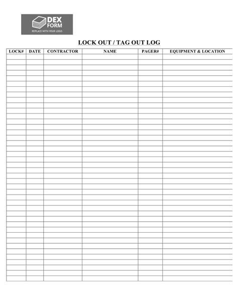 Lockout Tagout Form Template Excel - Components