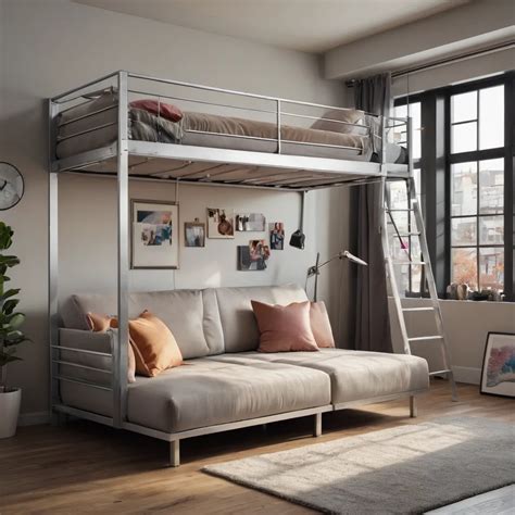 Experience Comfort and Convenience in Your Sleep Haven with Our Stylish Loft Bed with Couch!