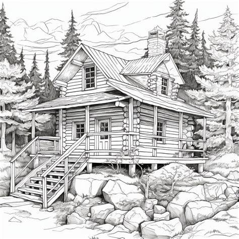 Log Cabin Coloring Page