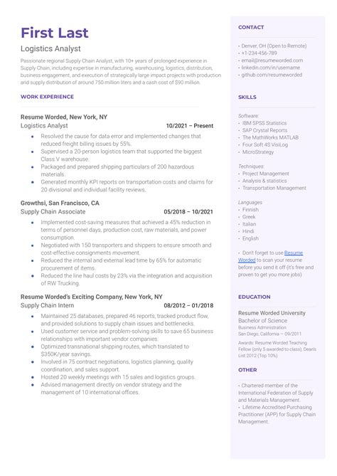 Logistics Analyst Resume