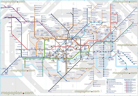 Large detailed public transport zones map of London city. London city