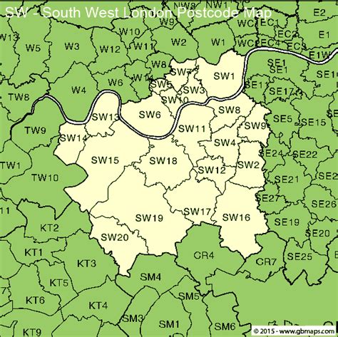SW Postcode Area Postcodes In The United Kingdom Map Postal Code London