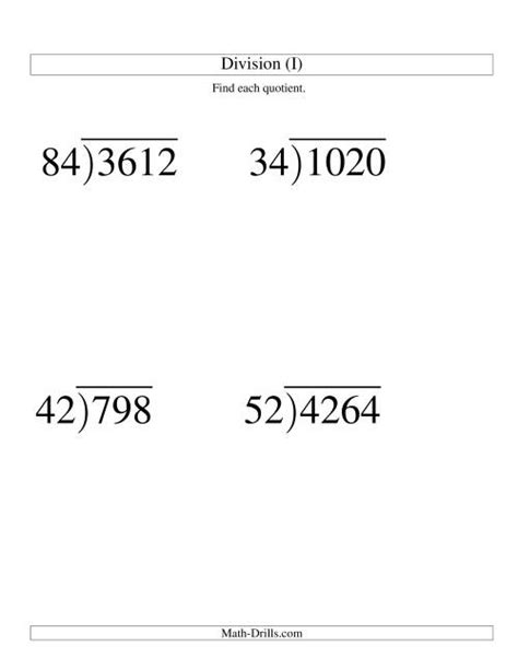 Long Division With Two Digit Divisor Worksheet