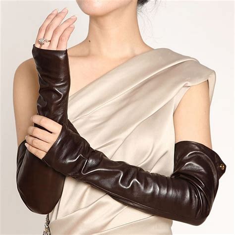 Long Leather Fingerless Gloves