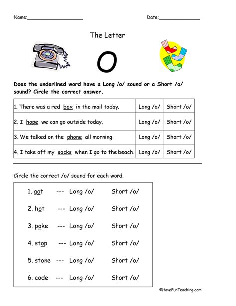 Long O And Short O Worksheets