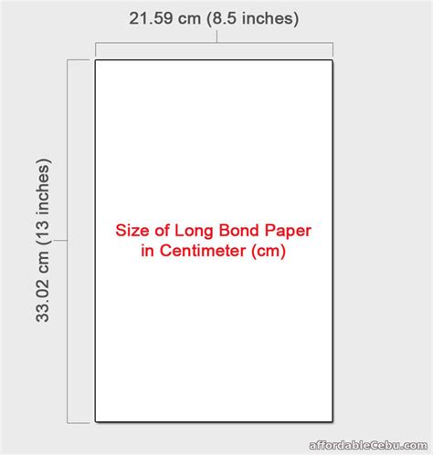 Long Bond Paper Cm Size