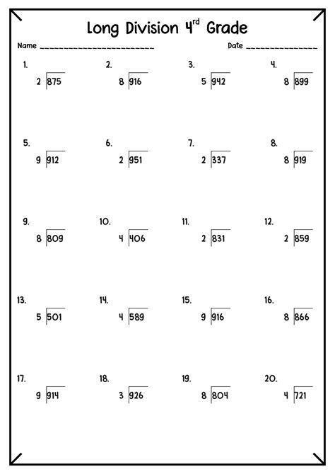 Long Division Worksheets 4Th Grade
