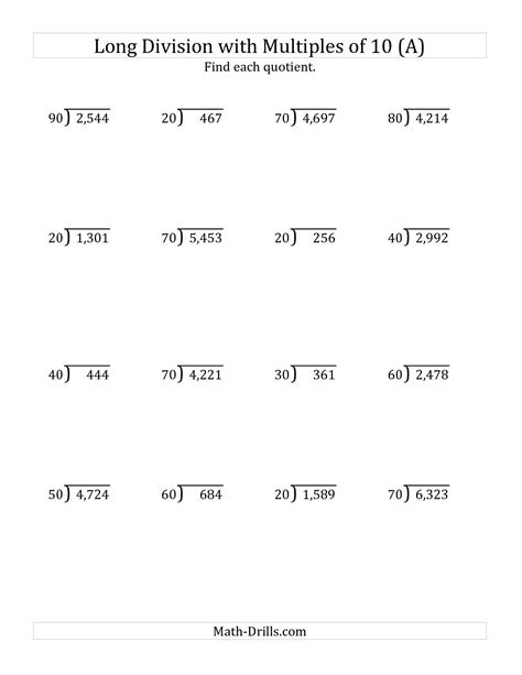 Long Division Worksheets For Fifth Grade
