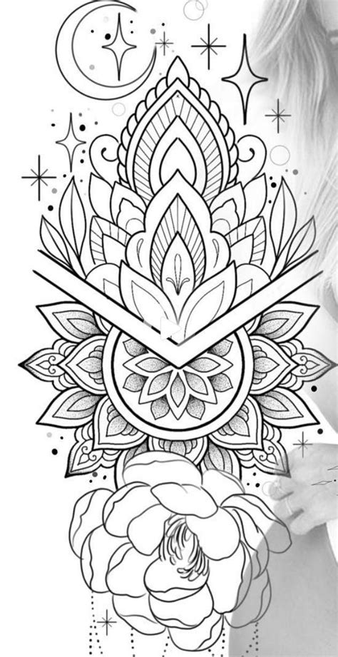 Long Mandala Tattoo Stencil