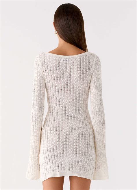 Long Sleeve Crochet Mini Dress