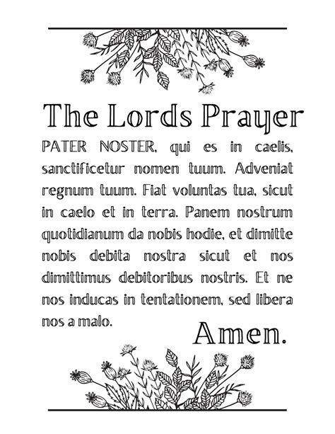 Lord's Prayer In Latin Printable