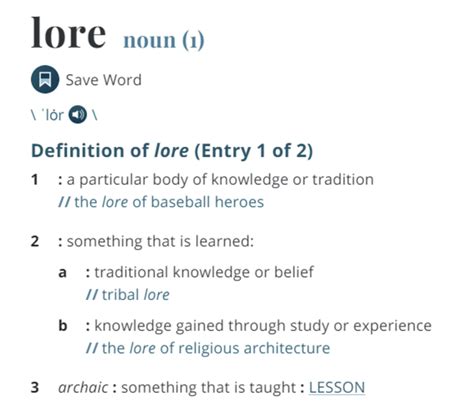 Exploring the Meaning of Lore with Practical Examples