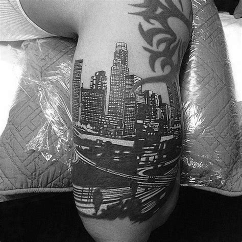30 Los Angeles Skyline Tattoo Designs For Men Southern