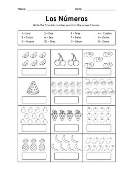 Los Numeros Worksheet