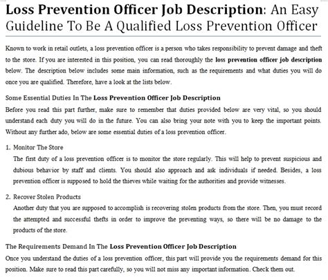 Loss Prevention Job Vacancies