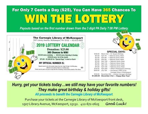 Lottery Fundraiser Calendar
