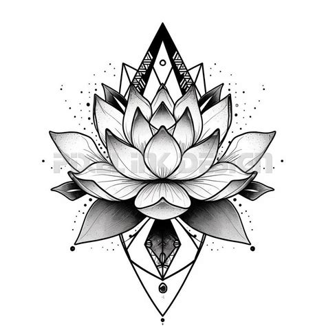 Lotus Tattoo Stencil
