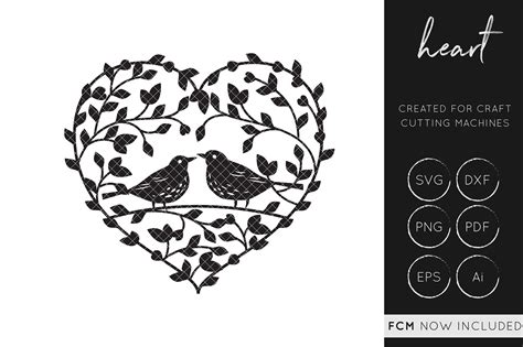 Download Love Birds Heart Cut File DXF Files