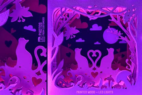 Download Love Cats 3D Shadow Box SVG Cut... Silhouette For Crafts