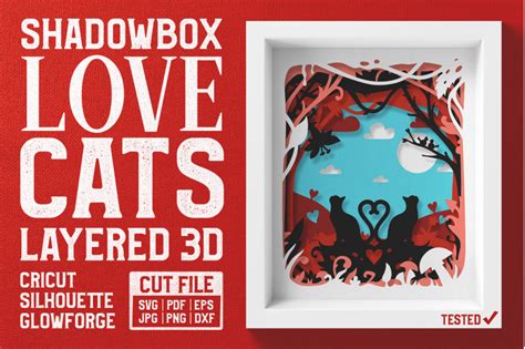 Download Love Cats 3D Shadow Box SVG Cut... for Cricut