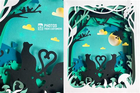 Download Love Cats 3D Shadow Box SVG Cut... for Cricut Machine