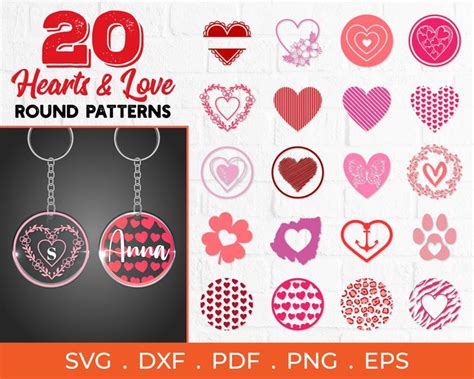 Download Lovers Keychain Heart Pattern Design Commercial Use DXF Files