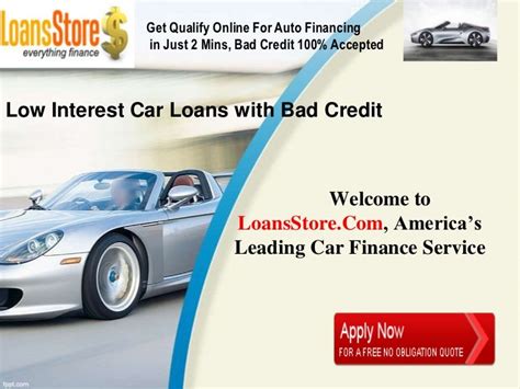 Low Interest Car Loans With Bad Credit