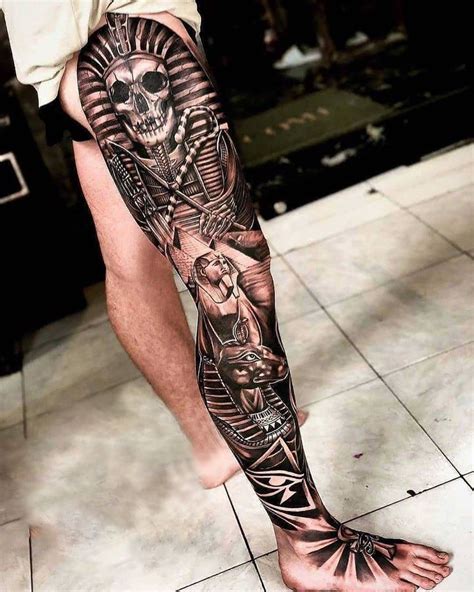 Lower Leg Sleeve Tattoo Trick full leg tattoos for guys