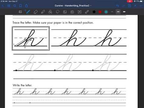 Lowercase Cursive h- Beginning Cursive 9 - YouTube