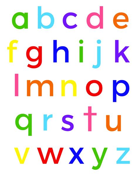 Lowercase Printable Letters