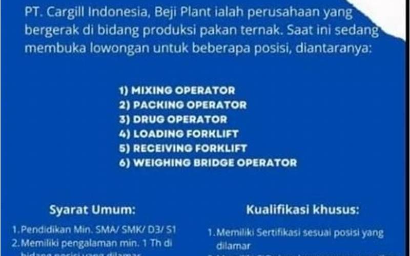 Lowongan Kerja Cargill