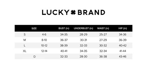 Lucky Brand Sizing Chart