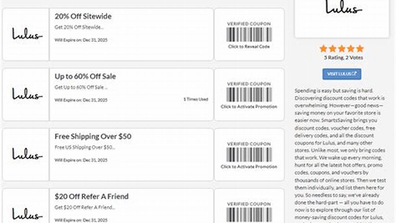 Lulus Coupon Code 2025 November