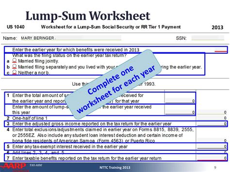Lump Sum Social Security Worksheet