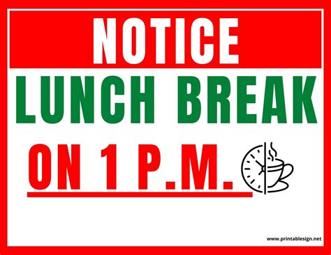 Lunch Break Sign Printable