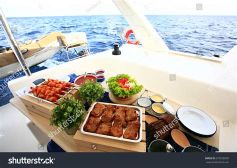Lunch on a catamaran
