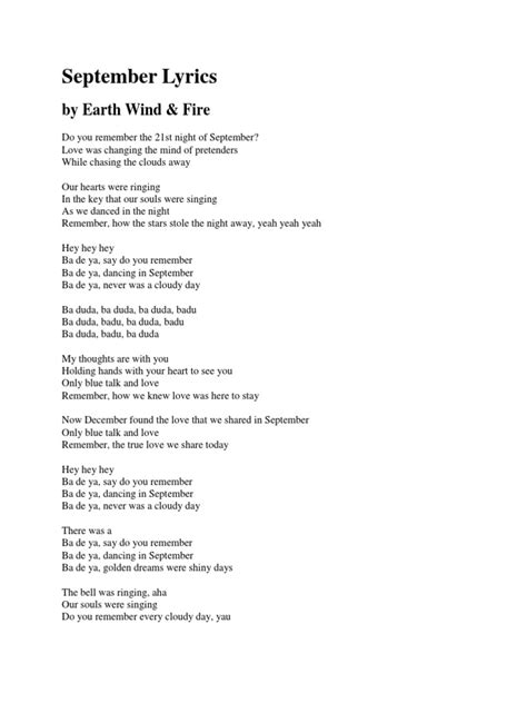 Lyric September Song