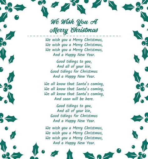Lyrics For Christmas Songs Printable