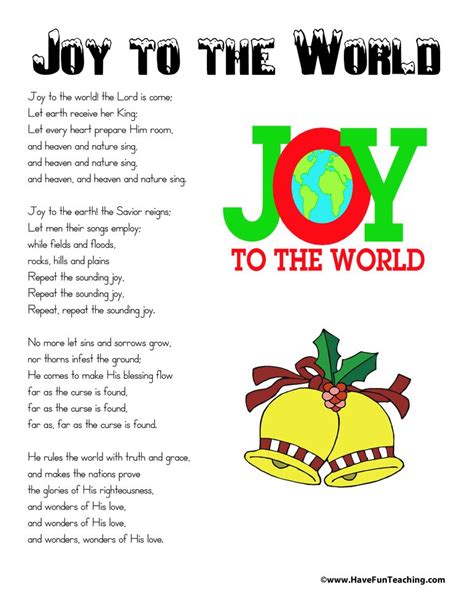 Lyrics For Joy To The World Printable
