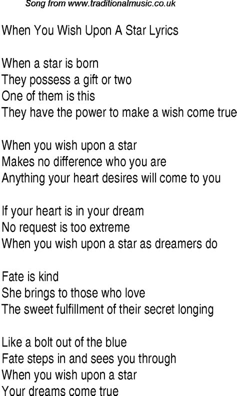Lyrics For When You Wish Upon A Star