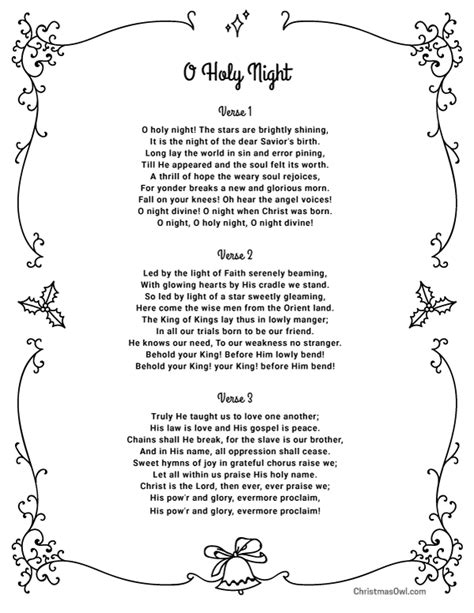 Lyrics To Oh Holy Night Printable