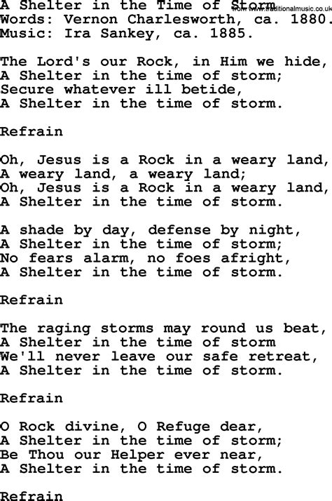 Lyrics A Shelter In The Time Of Storm