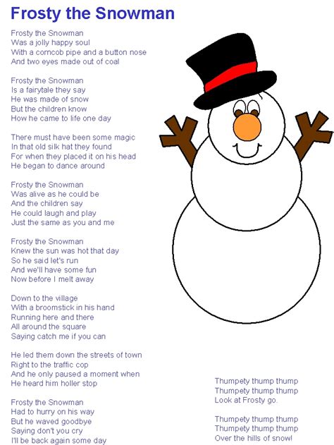 Lyrics For Frosty The Snowman Printable