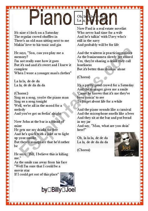 Lyrics For Piano Man
