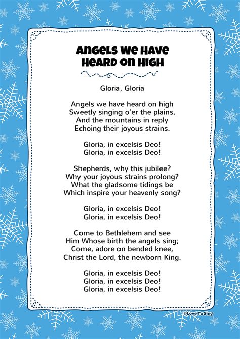 Lyrics To Angels We Have Heard On High Printable