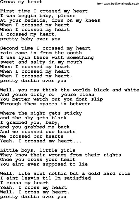 Lyrics To Cross My Heart